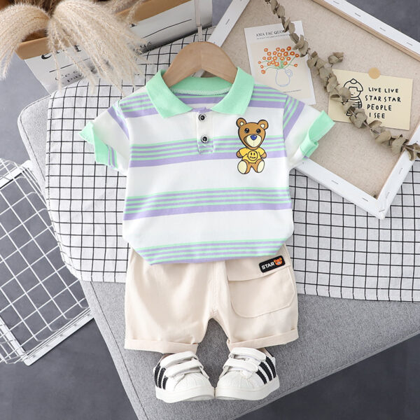 Blue Stripe Printed Shorts Set