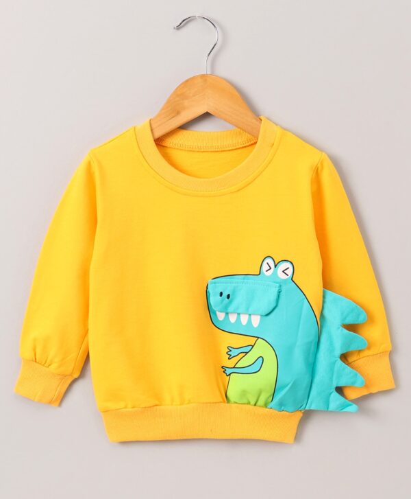 Boys’ Cotton Dinosaur Graphic Sweatshirt (Yellow)