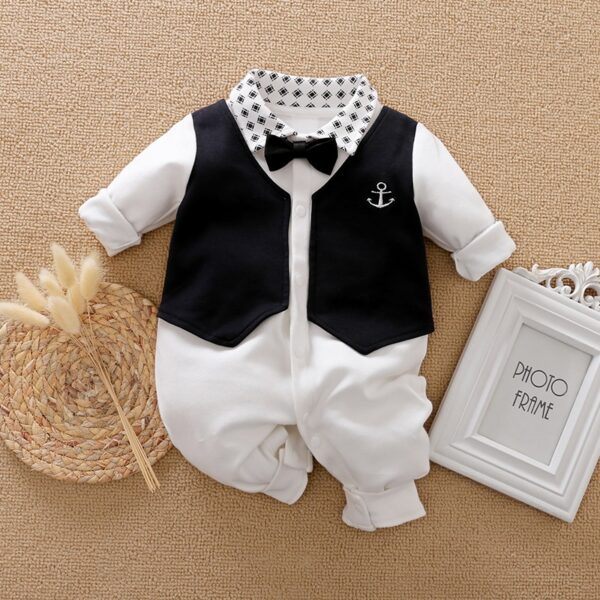 Newborn Formal Suits Baby Boy Clothes (Black-White)