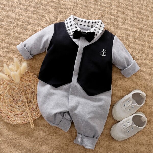 Newborn Formal Suits Baby Boy Clothes (Grey-White)