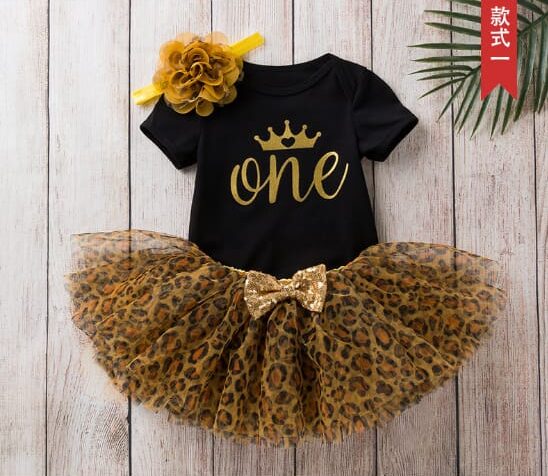 Typographic Print Onesie with Skirts & Headband Set